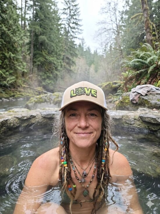 Dirt Road Rigs Accessories - LOVE PNW Khaki/White Mesh Snapback Trucker Hat.